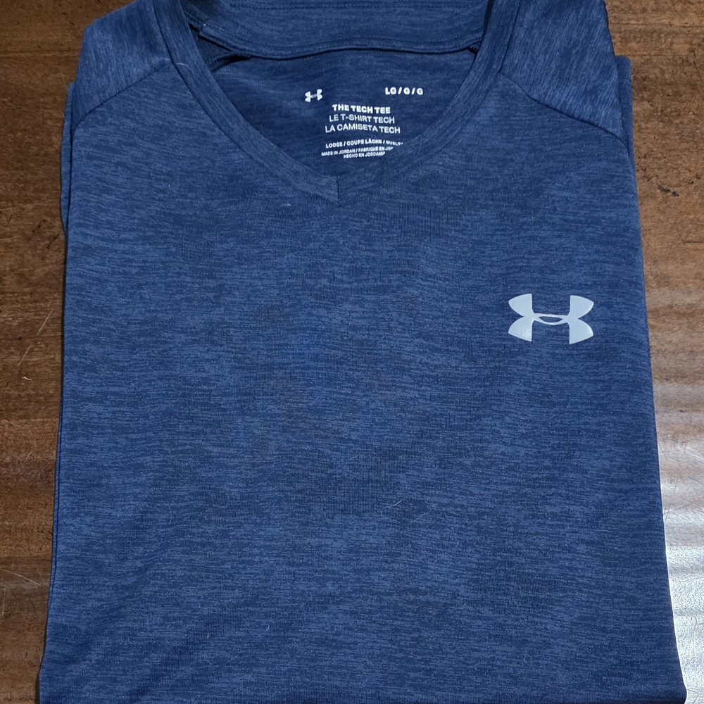 Under Armour Men's Heathered Navy V-Neck Tee